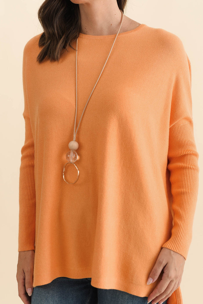 Blakely Orange Batwing Jumper,Brunette model,alt text|model:MJ