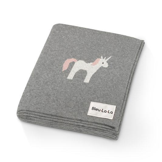Bleu La La 100% Luxury Cotton Swaddle Receiving Baby Blanket - Unicorn