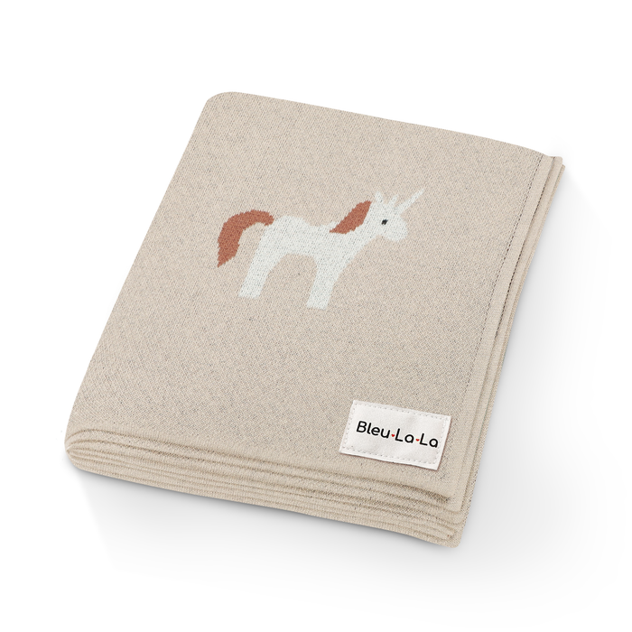 Bleu La La 100% Luxury Cotton Swaddle Receiving Baby Blanket - Unicorn
