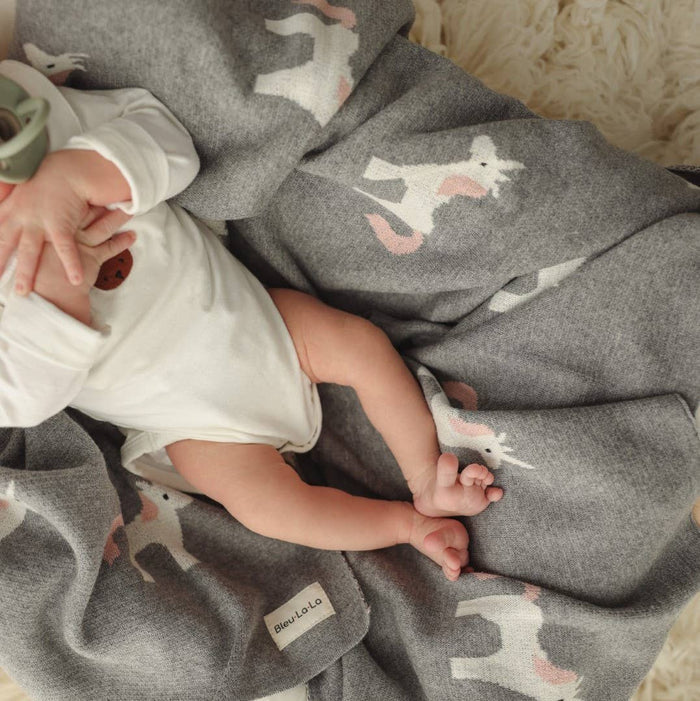 Bleu La La 100% Luxury Cotton Swaddle Receiving Baby Blanket - Unicorn