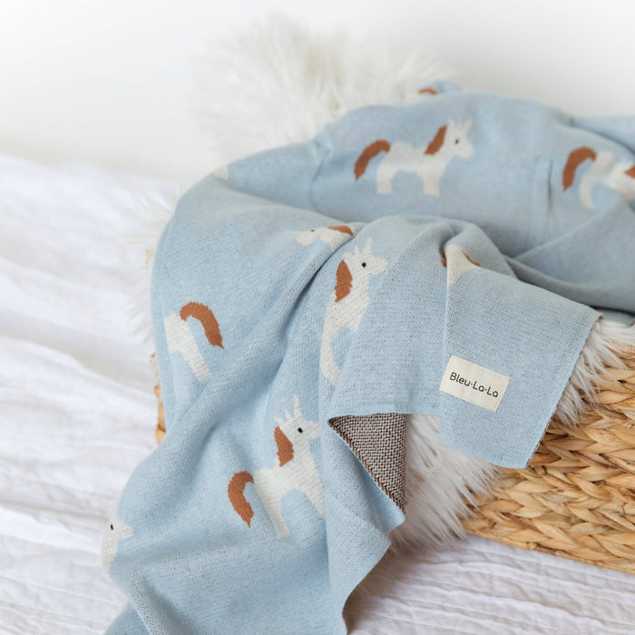 Bleu La La 100% Luxury Cotton Swaddle Receiving Baby Blanket - Unicorn