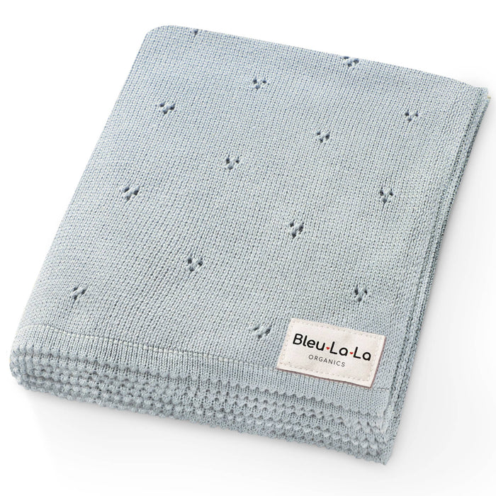 Bleu La La 100% Organic Cotton Pointelle Swaddle Receiving Baby Blanket