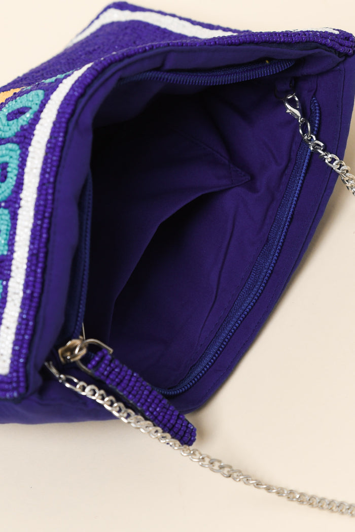 Blue St Tropez Beaded Clutch