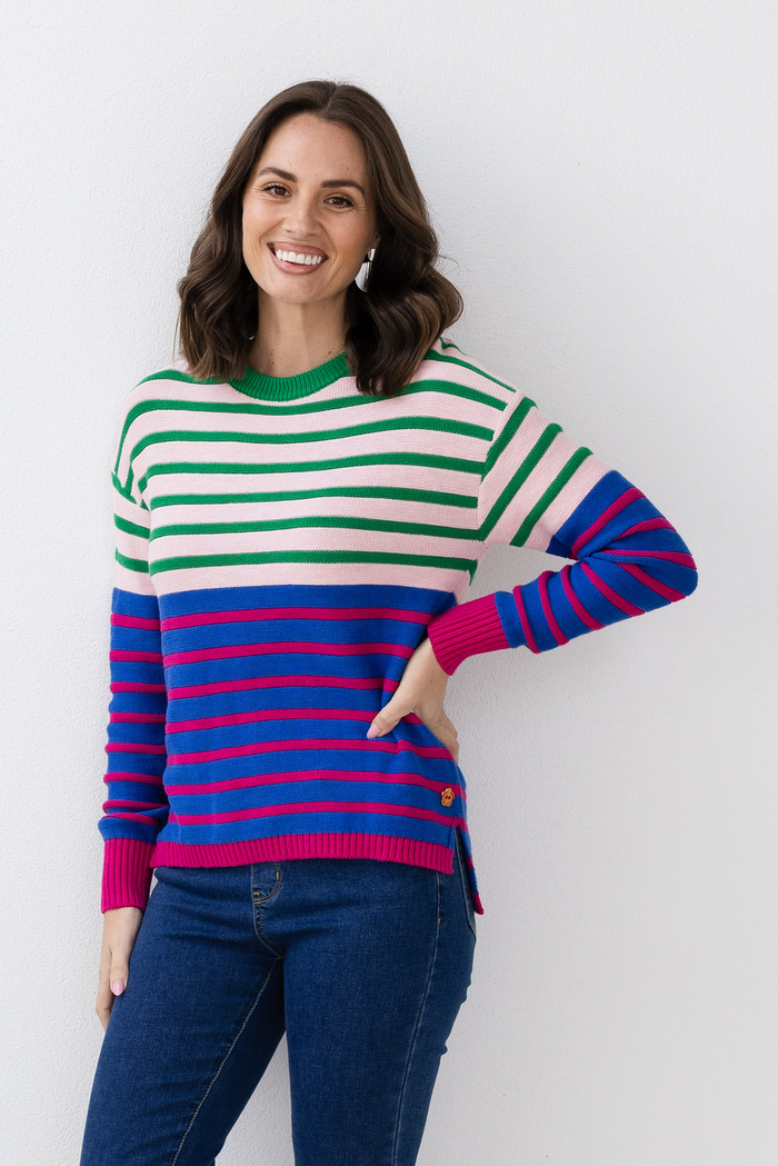 Bonaire Blue Stripe Organic Cotton Knit Jumper,Lifestyle