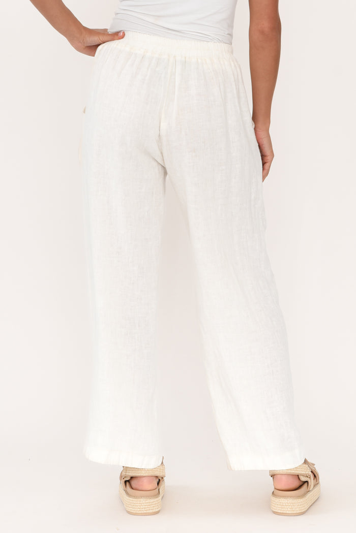 Boston Cream Linen Pocket Pants,Brunette model,alt text|model:Brontie