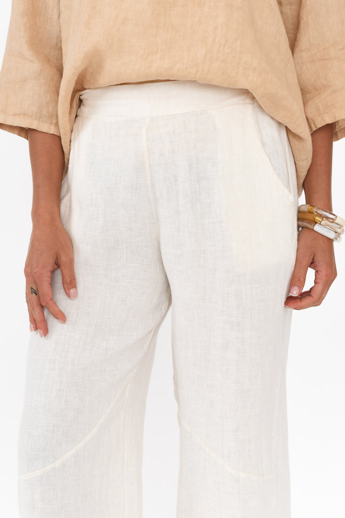 Boston Cream Linen Pocket Pants,Brunette model,alt text|model:Brontie