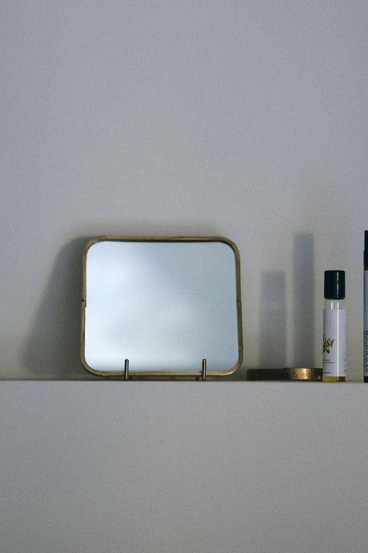 Brass Framed Mirror Square
