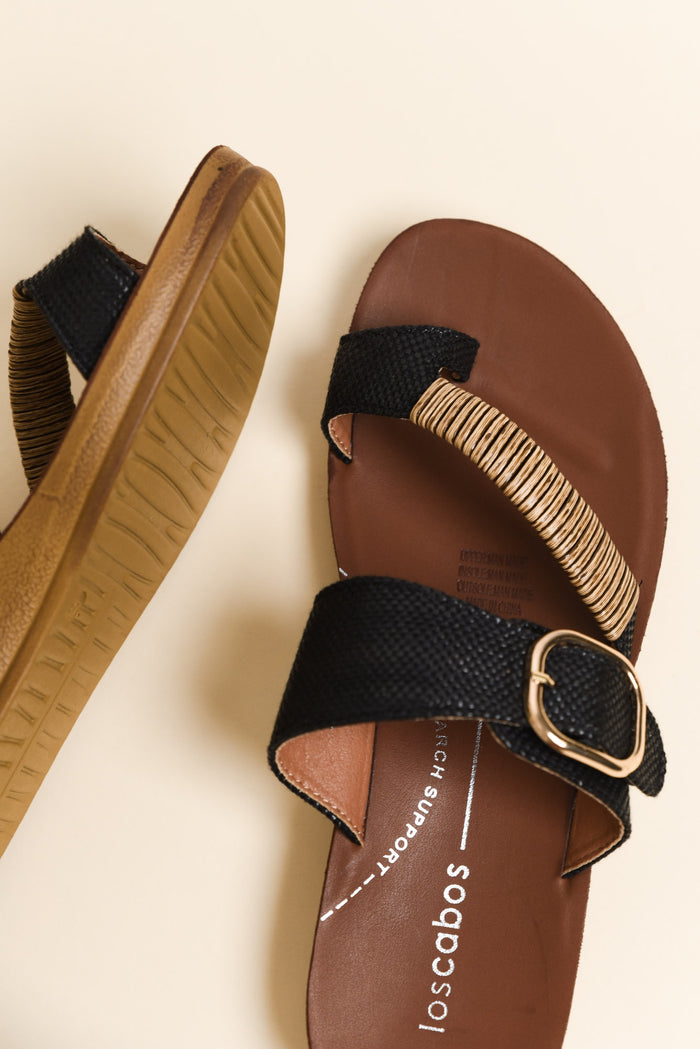 Bria Black Raffia Slide