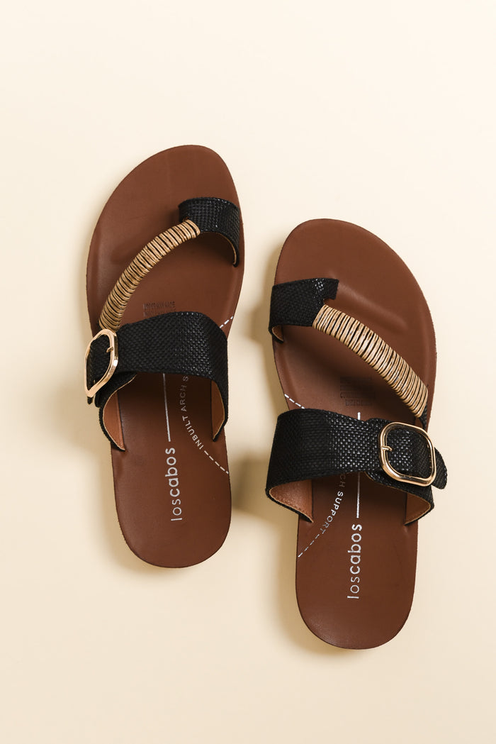 Bria Black Raffia Slide