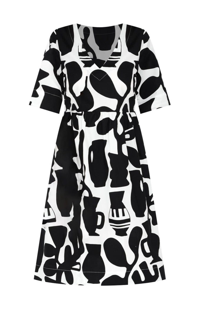 Brightside Black Abstract Cotton Dress,ghost-mani