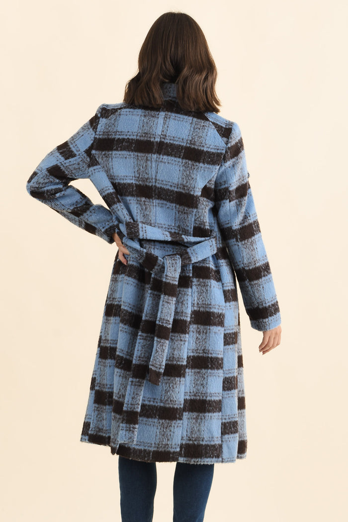 Britney Blue Check Collared Coat