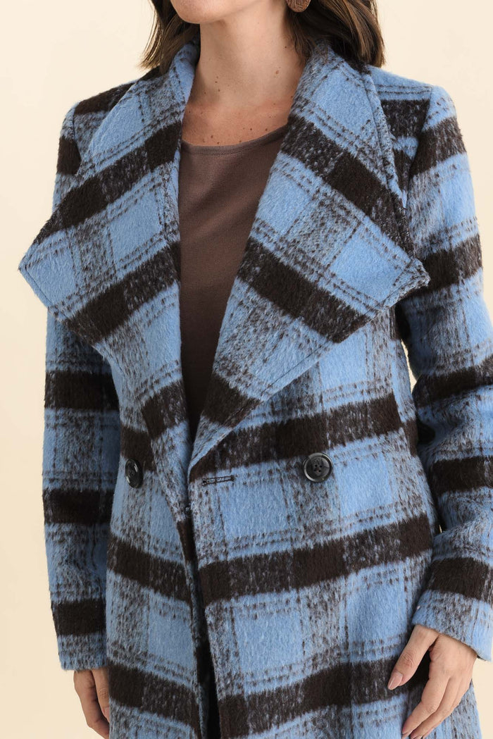 Britney Blue Check Collared Coat