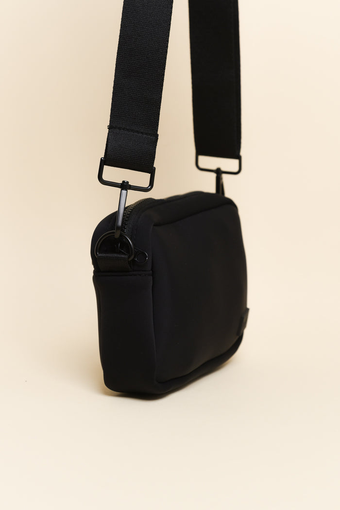 Brodie Black Neoprene Mini Crossbody Bag