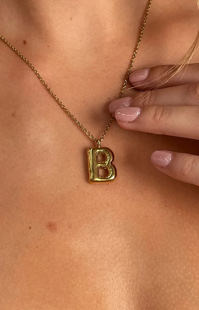 Bubble Bliss Gold Letter Necklace