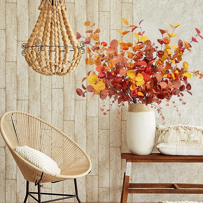 Bulk 6 Pcs Fall Artificial Eucalyptus Stems For Floral Arrangement Wedding Farmhouse Wholesale