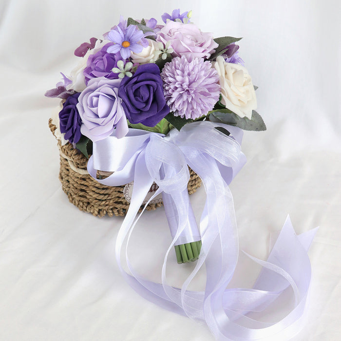 Bulk 9" Wisteria Purple Rose Round Bridal Bouquet Wedding Bouquet Wholesale