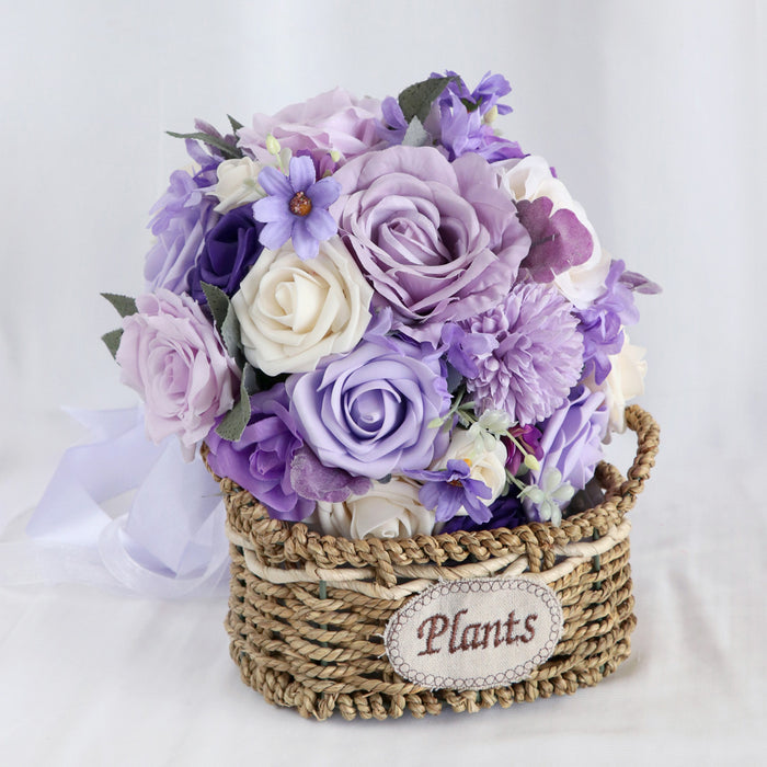 Bulk 9" Wisteria Purple Rose Round Bridal Bouquet Wedding Bouquet Wholesale