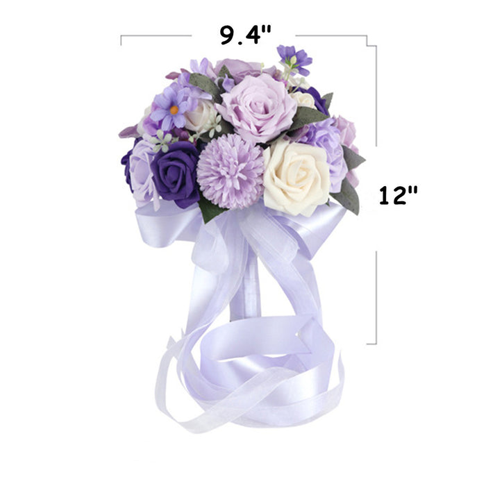 Bulk 9" Wisteria Purple Rose Round Bridal Bouquet Wedding Bouquet Wholesale