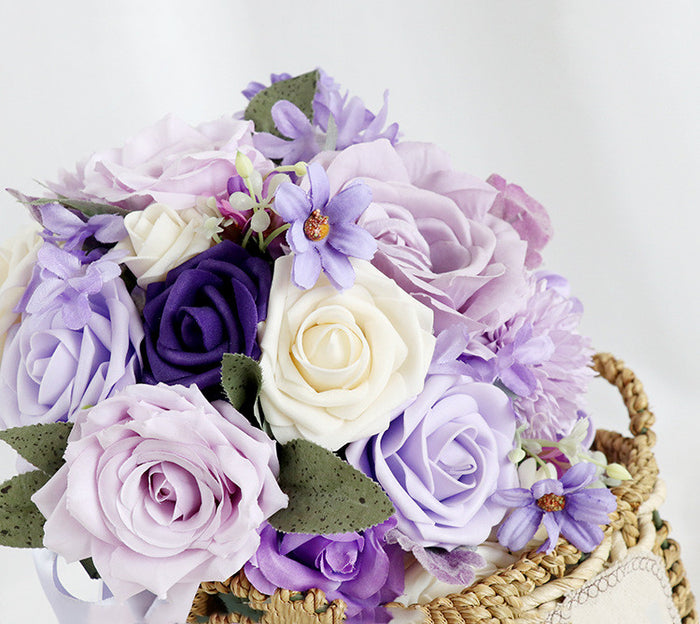 Bulk 9" Wisteria Purple Rose Round Bridal Bouquet Wedding Bouquet Wholesale