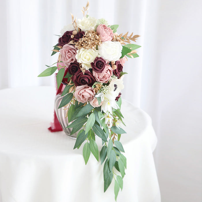 Bulk Wedding Dusty Rose Cascading Rose Bridal Bouquet Peony Bridal Bouquet Wholesale