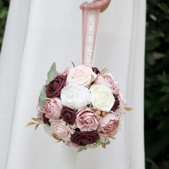 Bulk Wedding Spheres Rose Silk Flowers Kissing Flower Balls Hanging Centerpieces Wholesale