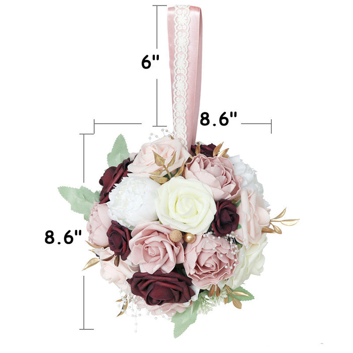 Bulk Wedding Spheres Rose Silk Flowers Kissing Flower Balls Hanging Centerpieces Wholesale
