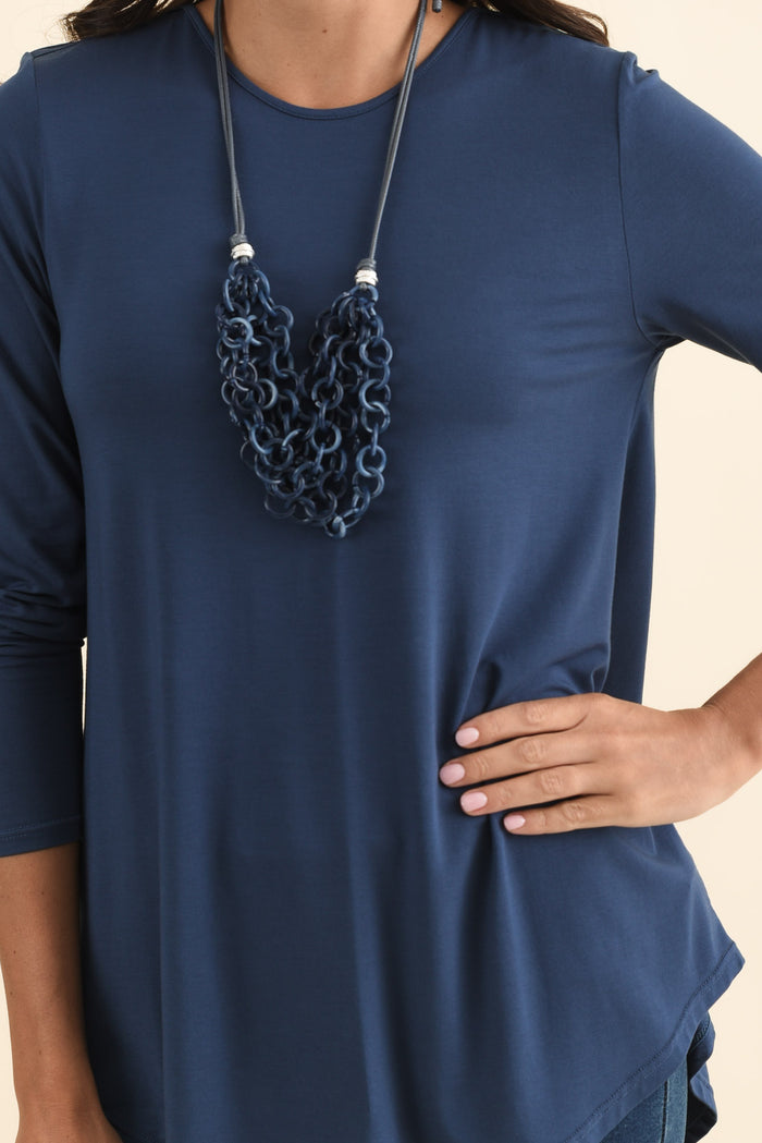 Buttery Carla Blue Top,Brunette model,alt text|model:Brontie