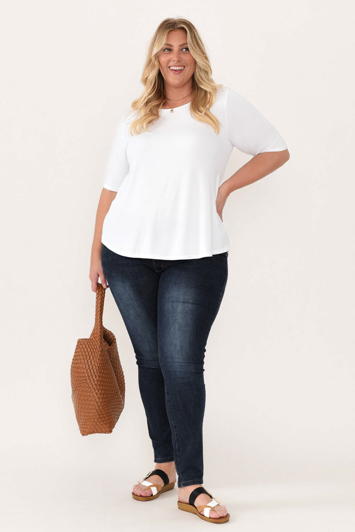 Buttery White Half Sleeve Top,Blonde model,alt text|model:Caitlin