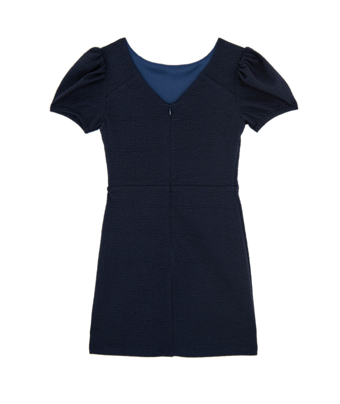 By Debra Girls Mia Navy Puff Sleeve Sheath Dress Girls Special Dresses By Debra