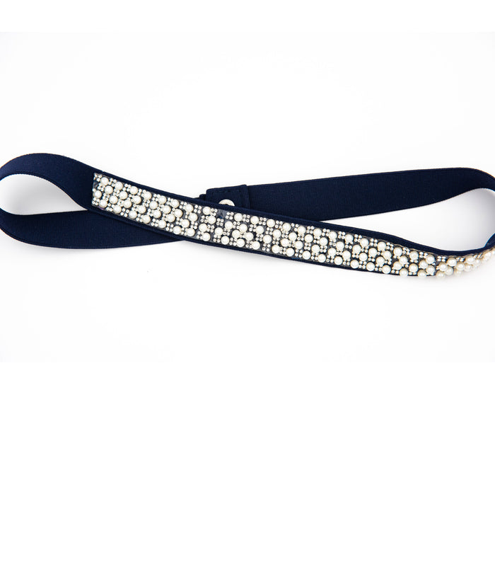 By Debra Girls Pearl Elastic Belt Accessories By Debra Navy Y/S (7/8)