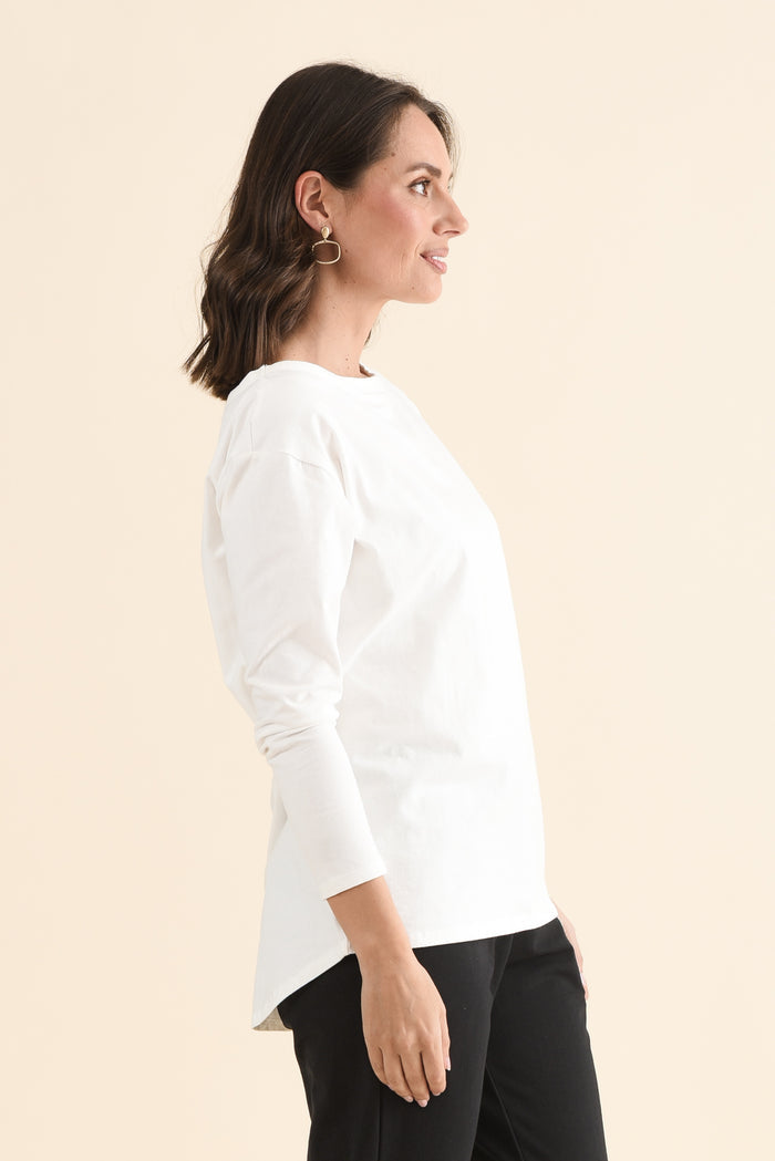 Calvin White Cotton Long Sleeve Tee