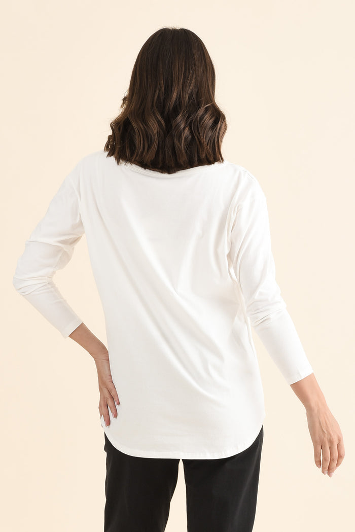 Calvin White Cotton Long Sleeve Tee