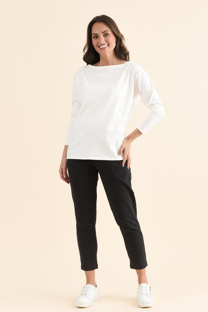 Calvin White Cotton Long Sleeve Tee