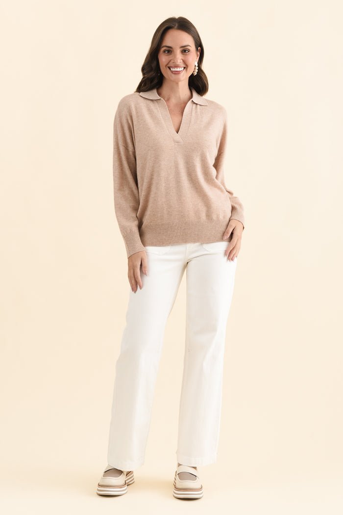 Camila Beige Wool Cashmere Jumper