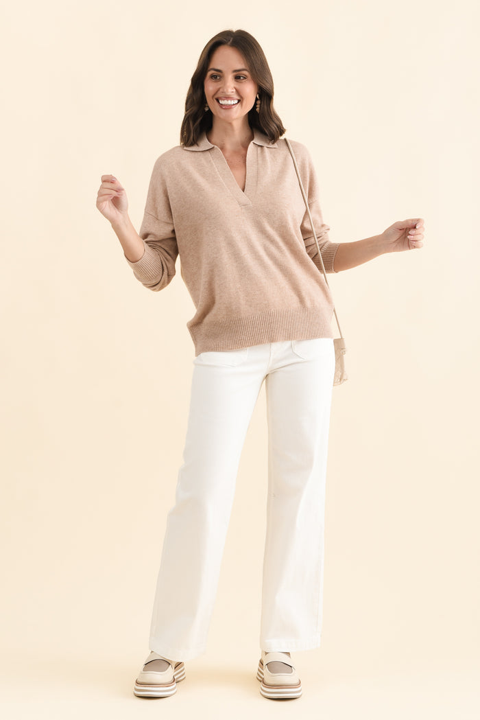Camila Beige Wool Cashmere Jumper