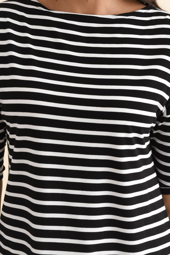 Camila Black Stripe Bamboo Top,Brunette model,alt text|model:Brontie