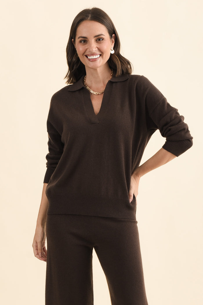 Camila Chocolate Wool Cashmere Jumper