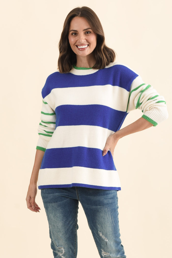 Camryn Blue Stripe Knit Jumper