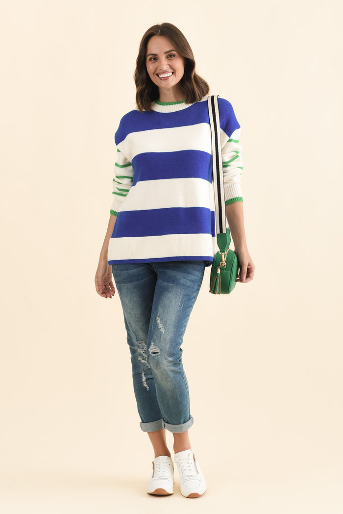 Camryn Blue Stripe Knit Jumper