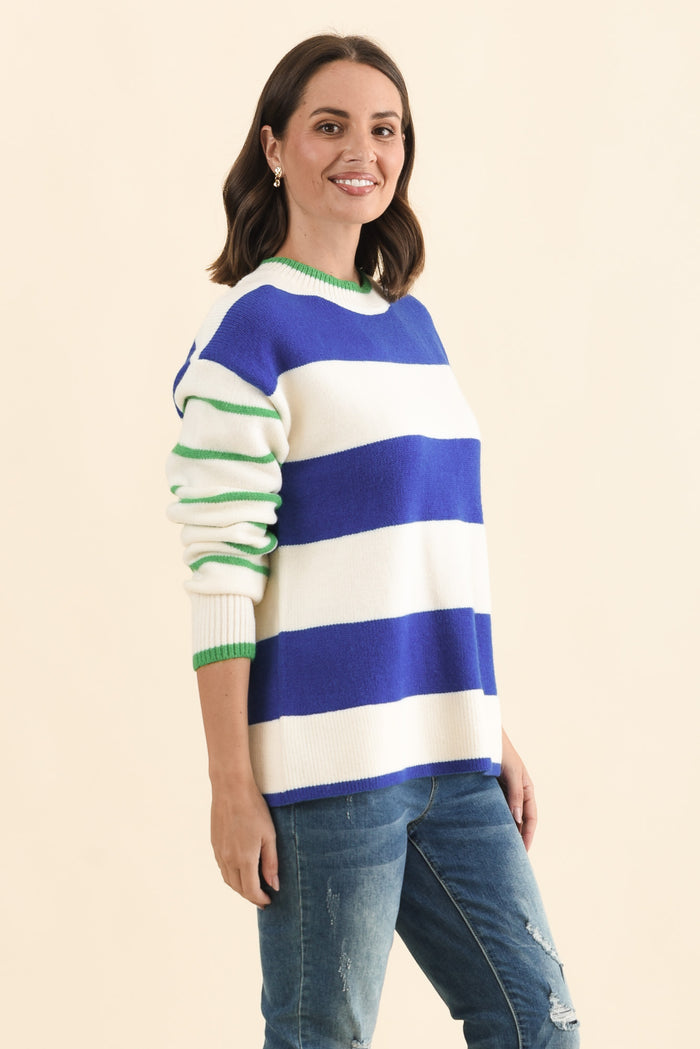 Camryn Blue Stripe Knit Jumper