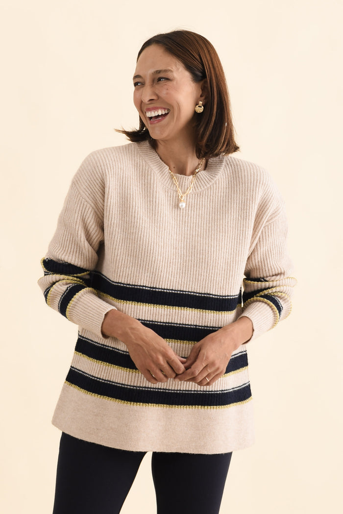 Camryn Cream Stripe Knit Jumper
