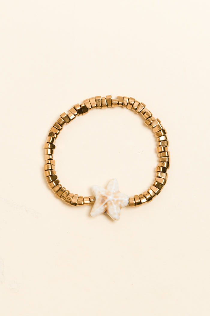 Caprina Gold Starfish Beaded Bracelet