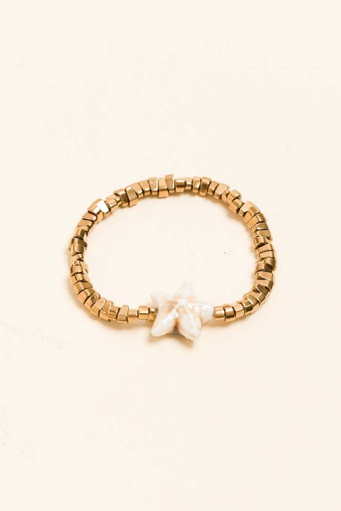 Caprina Gold Starfish Beaded Bracelet
