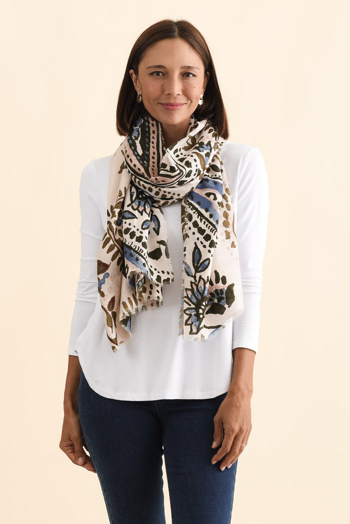 Cardiff Cream Paisley Scarf