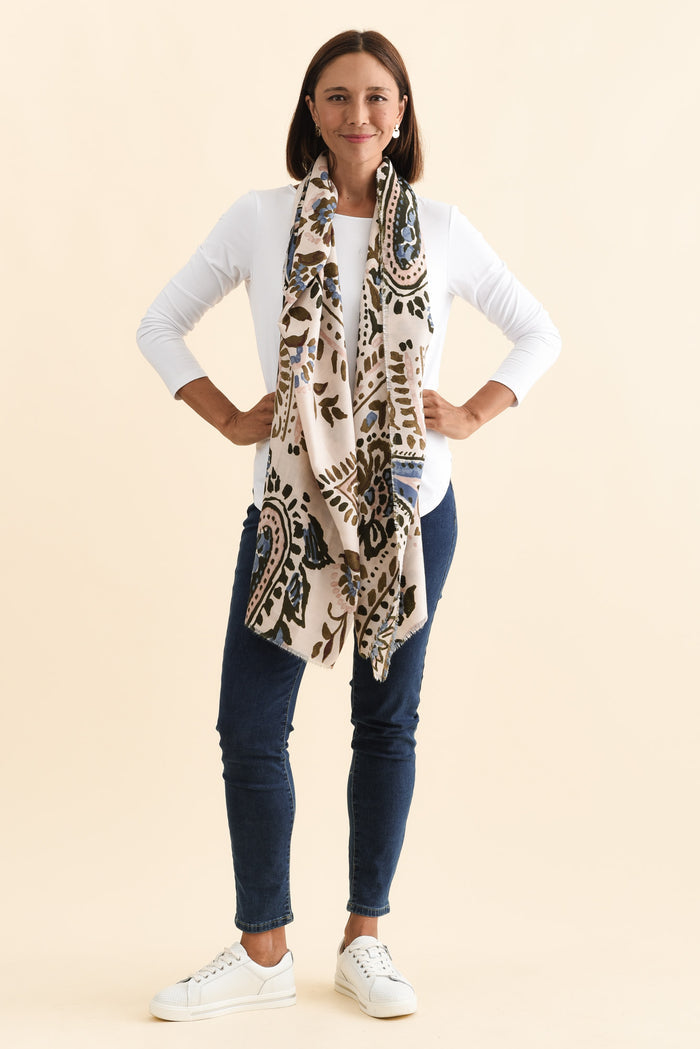 Cardiff Cream Paisley Scarf