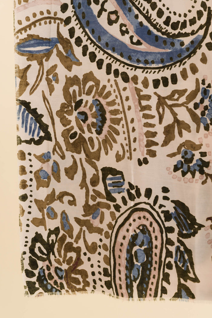 Cardiff Cream Paisley Scarf