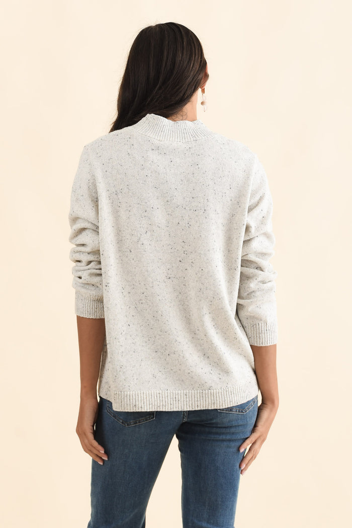 Carlin Grey Marle Knit Jumper,Brunette model,alt text|model:Brontie