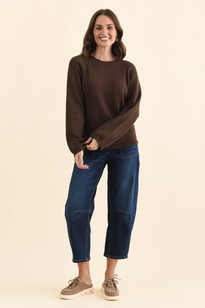 Carrie Chocolate Cotton Knit Jumper