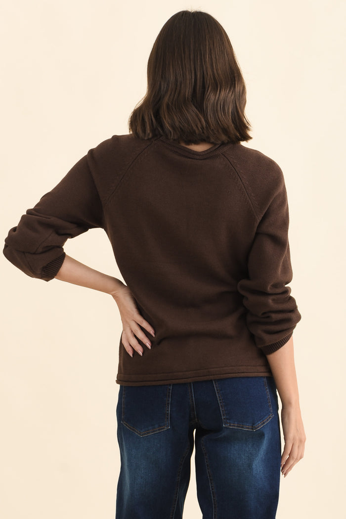 Carrie Chocolate Cotton Knit Jumper