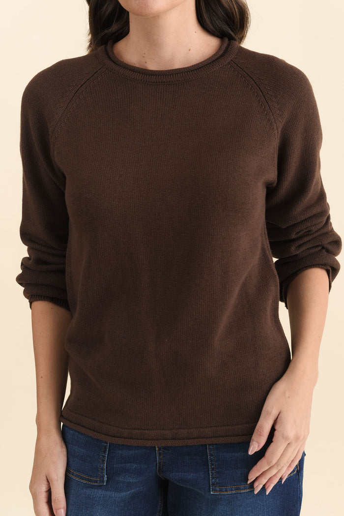 Carrie Chocolate Cotton Knit Jumper